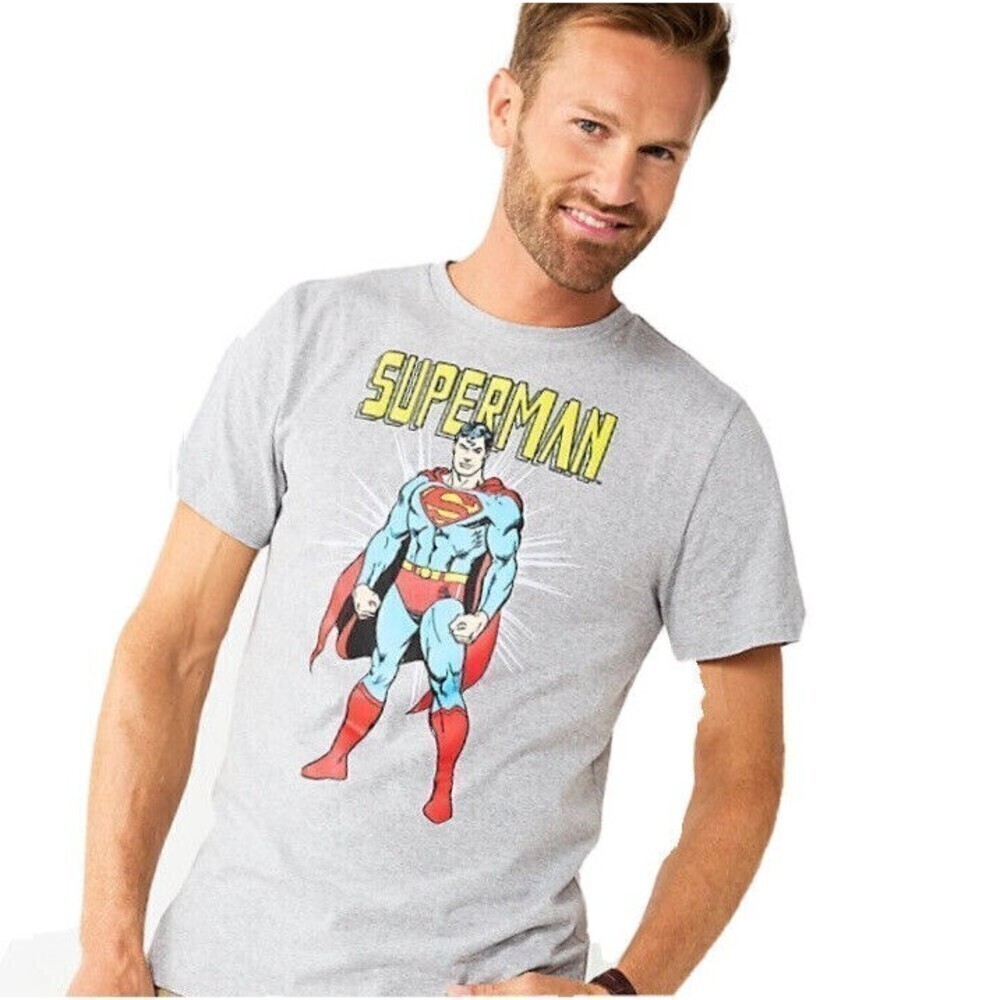Superman DC Comics Men's Gray Short Sleeve T-shirt Size Large